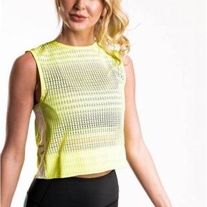IVL collective Neon Yellow Mesh Crop Tank size 10